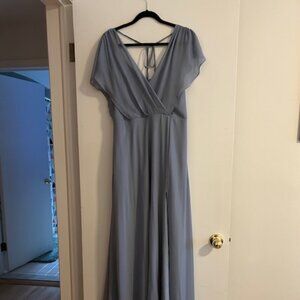 Dusty Blue Birdy Grey Bridesmaid Dress - Violet Chiffon Style